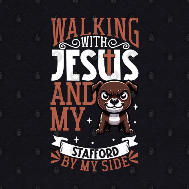 Jesus and dog - Staffordshire Bull Terrier by Modern Medieval Design